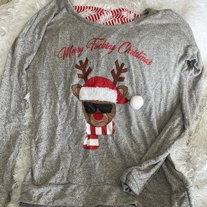 🩷 3/$18 Spencer's Gray Christmas Reindeer Sweater